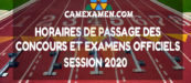 Horaires de passage Examens 2020